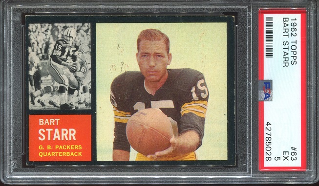 1962 Topps #63 - Bart Starr - PSA 5