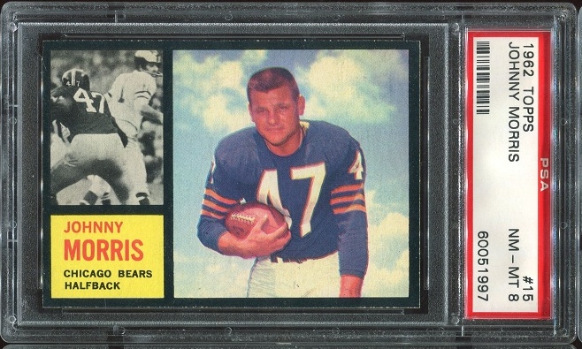 1962 Topps #15 - Johnny Morris - PSA 8