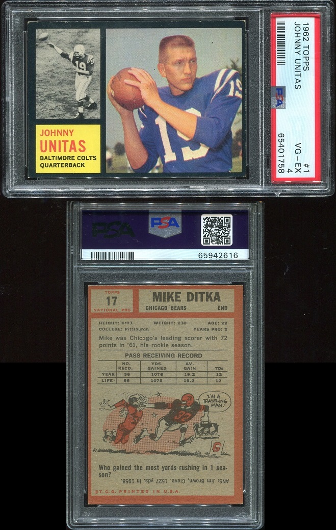 1962 Topps #1 - John Unitas - PSA 4
