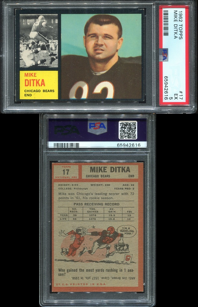 1962 Topps #17 - Mike Ditka - PSA 5