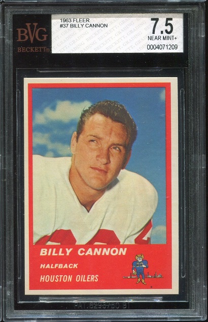1963 Fleer #37 - Billy Cannon - BVG 7.5