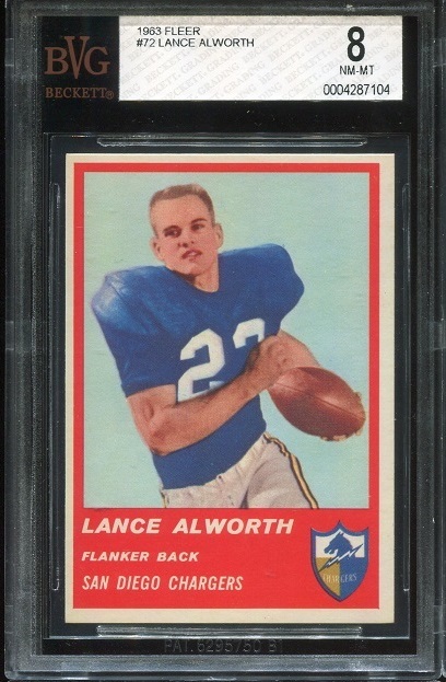 1963 Fleer #72 - Lance Alworth - BVG 8