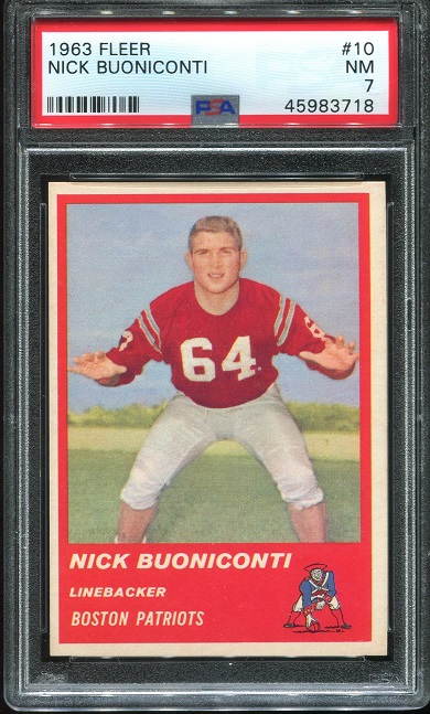 1963 Fleer #10 - Nick Buoniconti - PSA 7