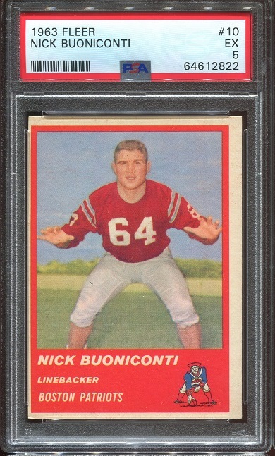 1963 Fleer #10 - Nick Buoniconti - PSA 5