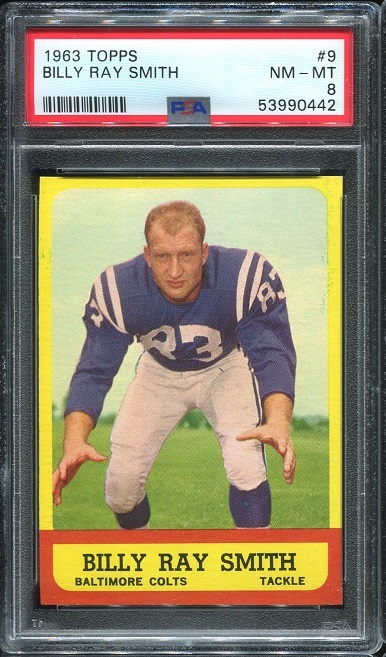 1963 Topps #9 - Billy Ray Smith - PSA 8