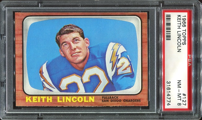 1966 Topps #127 - Keith Lincoln - PSA 8