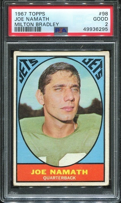 1967 Milton Bradley #98 - Joe Namath - PSA 2