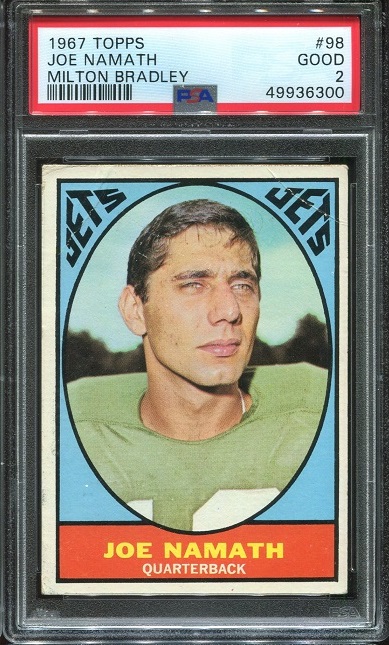 1967 Milton Bradley #98 - Joe Namath - PSA 2
