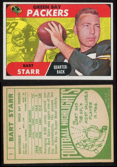 1968 Topps #1 - Bart Starr - exmt