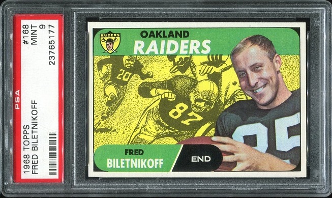 1968 Topps #168 - Fred Biletnikoff - PSA 9