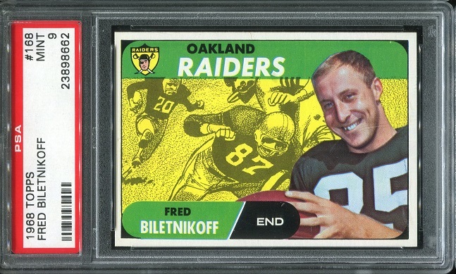 1968 Topps #168 - Fred Biletnikoff - PSA 9