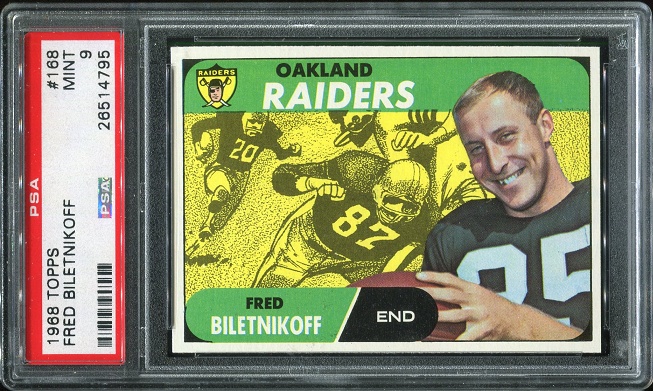 1968 Topps #168 - Fred Biletnikoff - PSA 9