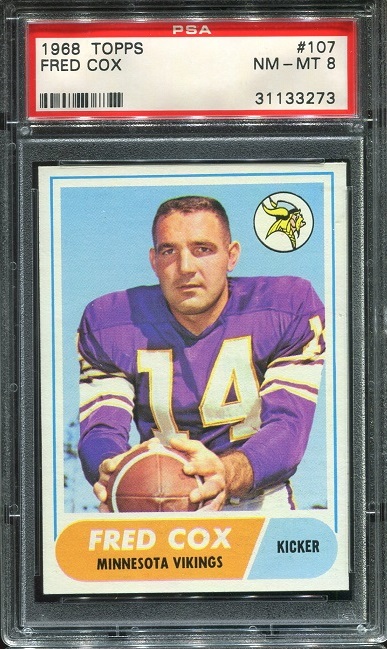 1968 Topps #107 - Fred Cox - PSA 8