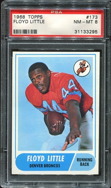 1968 Topps #173 - Floyd Little - PSA 8