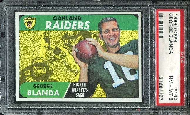 1968 Topps #142 - George Blanda - PSA 8