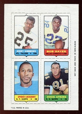1969 Topps 4-in-1 #51 - Jerry Simmons, Bob Hayes, Spider Lockhart, Doug Atkins - nm