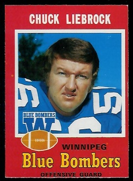 1971 O-Pee-Chee CFL #21 - Chuck Liebrock - exmt