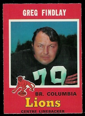 1971 O-Pee-Chee CFL #42 - Greg Findlay - nm