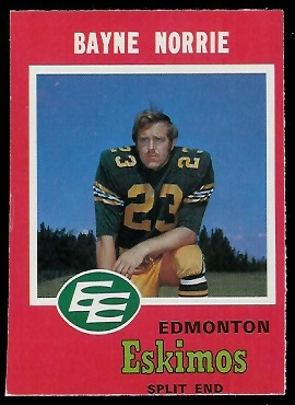 1971 O-Pee-Chee CFL #46 - Bayne Norrie - ex