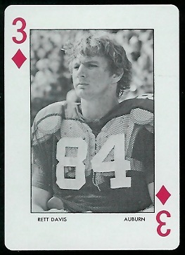 1972 Auburn Playing Cards #3D - Rett Davis - mint