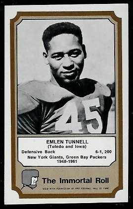 1974 Fleer Immortal Roll #46 - Emlen Tunnell - exmt