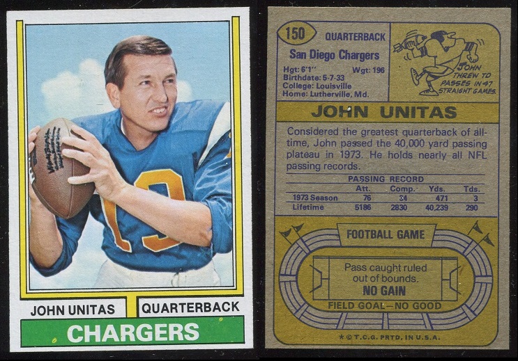 1974 Topps #150 - John Unitas - nm